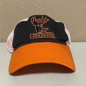 Bucked Up Logo Orange Black White Mesh Strapback Hat Cap Adjustable